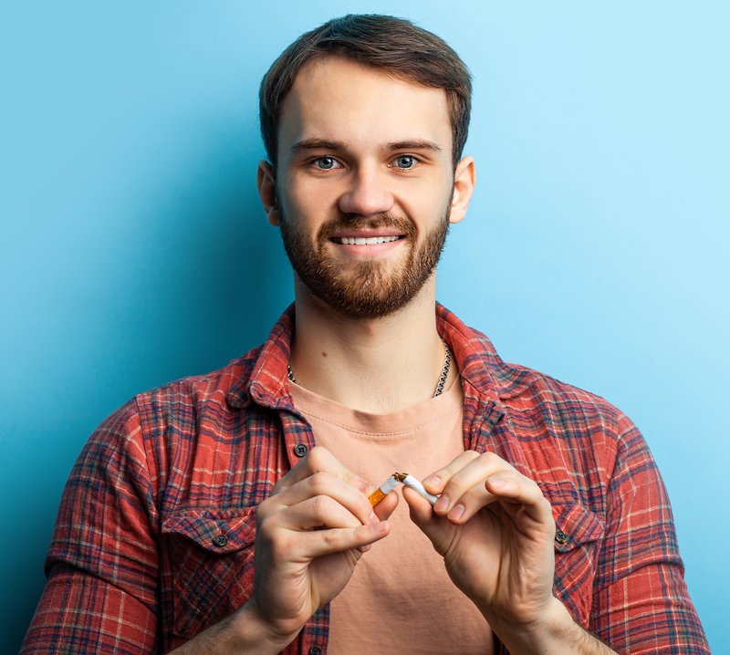 young man quits smoking