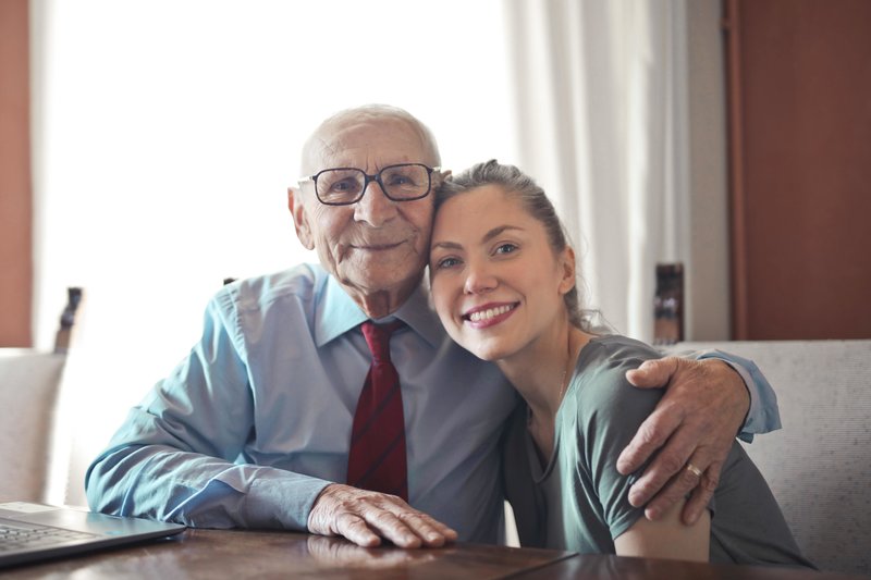 Grandfather and daughter